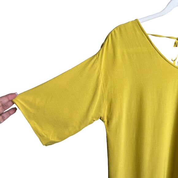 Eileen Fisher Yellow Yarow Tencel Viscose Crepe Drop Waist Dress XXS $268 - Picture 2 of 7